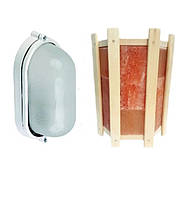 Светильник для бани МС 1101 + Ограждение для светильника PRO 410х280 мм с гималайской солью 4.5
