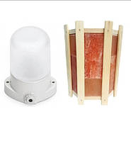 Комплект светильник для бани LINDNER Lisilux + Ограждение для светильника PRO с гималайской солью 4.5 410х280