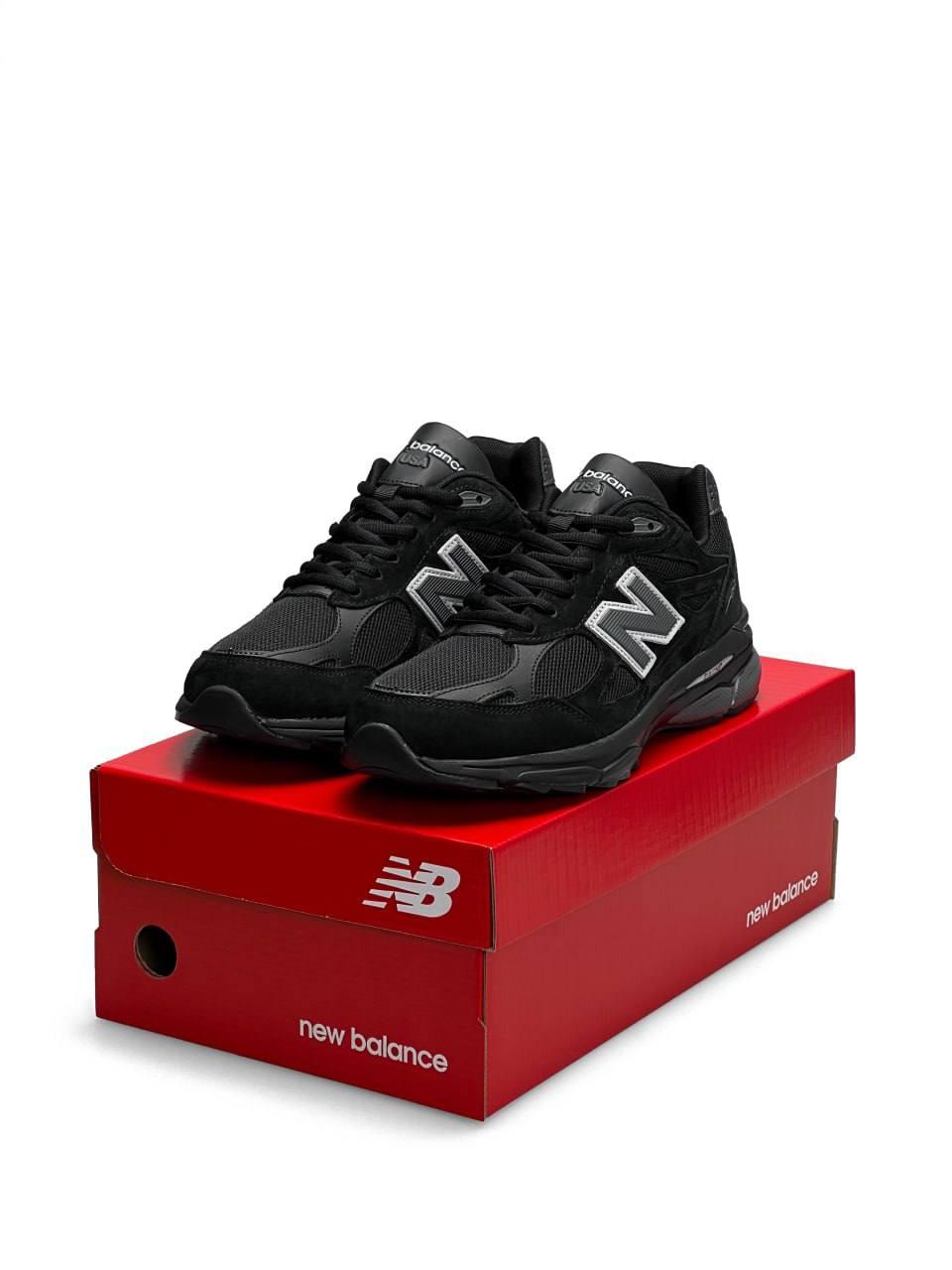 Чоловічі кросівки New Balance 990 Black White (Чорні) Взуття Нью Баланс 990 натуральна замша сітка демісезон