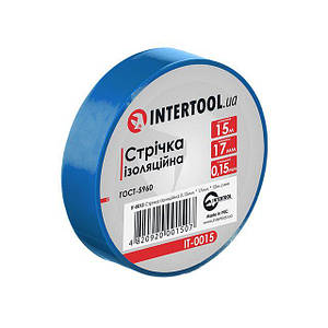 Стрічка ізоляційна, 17 мм * 15 м * 0.15 мм, синя INTERTOOL IT-0015