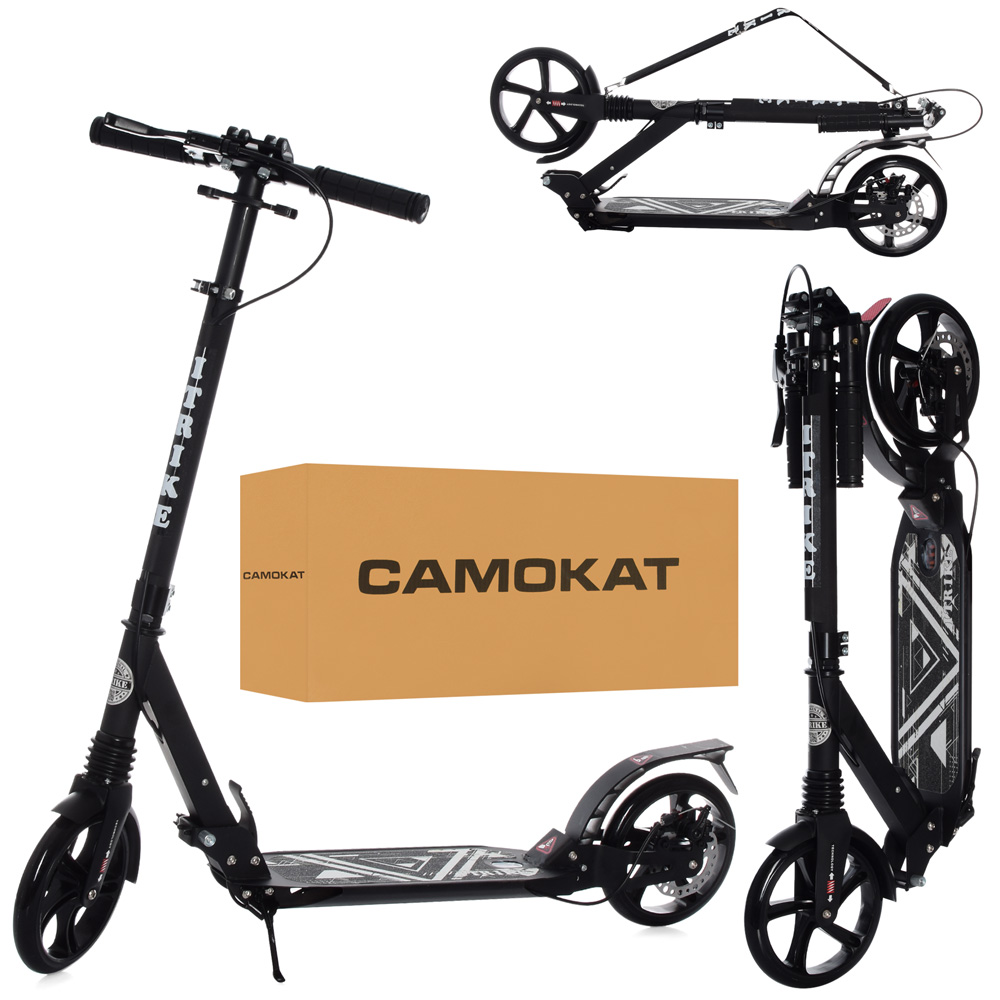 Самокат двоколісний для дорослих та дітей iTrike SR 2-018-11-B1, дискове гальмо, чорний., фото 1