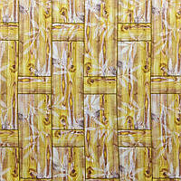 Моющиеся декоративные 3д панели для стен бамбуковая кладка желтая 700x700x8.5мм Самоклеящиеся ПВХ 3 D панель