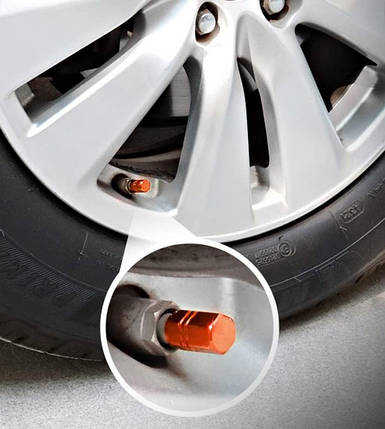 Колпачки на ниппель, Orange, колпачки для колес мопеда, авто 4 шт, фото 3