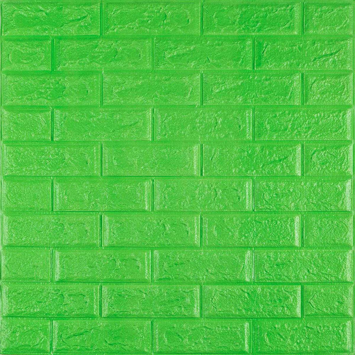 Моющиеся декоративные 3д панели для стен Кирпич 700х770х5мм Самоклеящиеся ПВХ 3 D панели цвет Зеленый - фото 1 - id-p2133628875