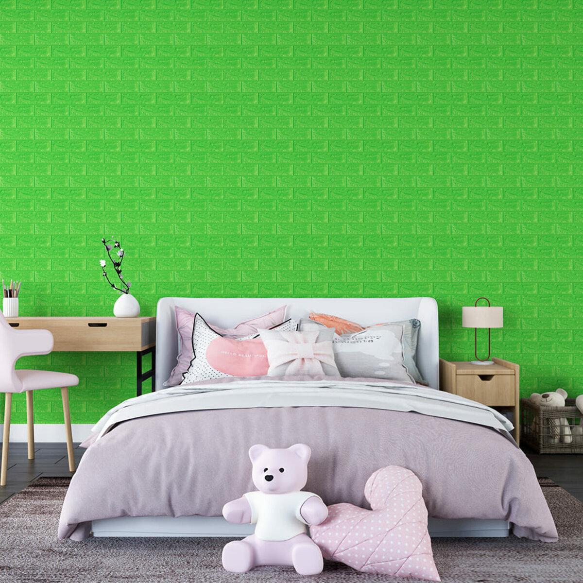 Моющиеся декоративные 3д панели для стен Кирпич 700х770х5мм Самоклеящиеся ПВХ 3 D панели цвет Зеленый - фото 5 - id-p2133628875