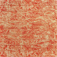 Моющиеся декоративные 3д панели для стен под кирпич DEEP RED 700х770х5мм Самоклеящиеся ПВХ 3 D панели