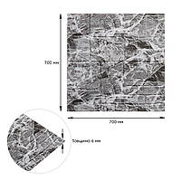 Самоклеюча декоративна 3D панель Камінь чорно-білий мармур 700х700х7мм (154) SW-00000219