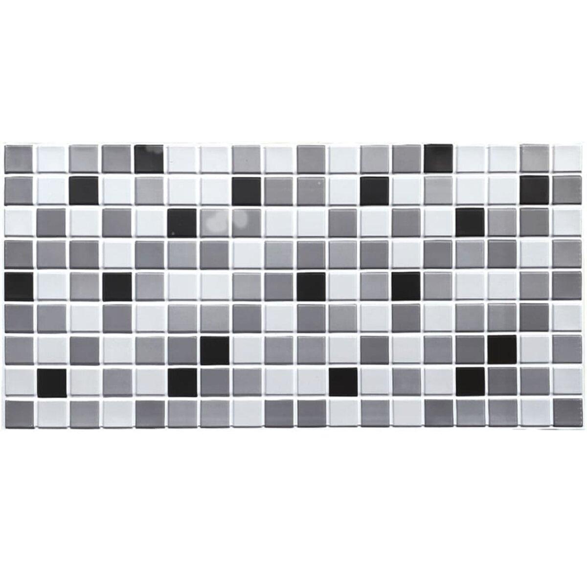 Моющиеся декоративные 3д панели для стен черно-серая мозаика 960*480*4мм Самоклеящиеся ПВХ 3 D панели - фото 1 - id-p2133645649