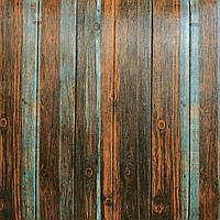 Моющиеся декоративные 3д панели для стен серо-коричневое дерево 700х700х6,5мм Самоклеящиеся ППП 3 D панели
