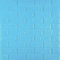 Моющиеся декоративные 3д панели для стен Кирпич 700х770х5мм Самоклеящиеся ПВХ 3 D панели цвет Голубой