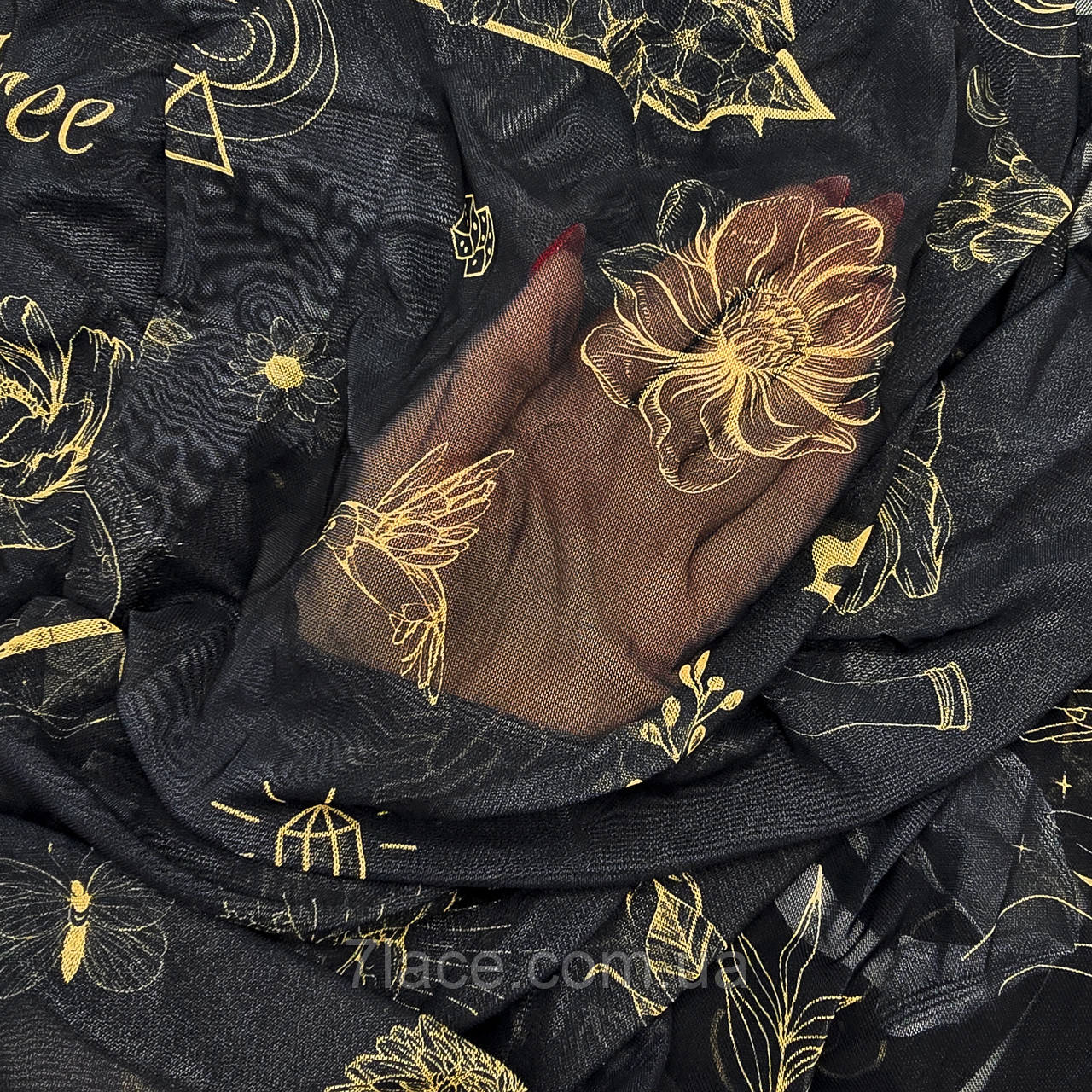 Сітка стрейч для нижньої білизни з принтом ТАТУ-1 / колір ГРАФІТ + ТІЛЕСНИЙ / ціна вказана за 0,5 метра