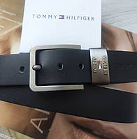 Кожаный мужской черный ремень Tommy Hilfiger