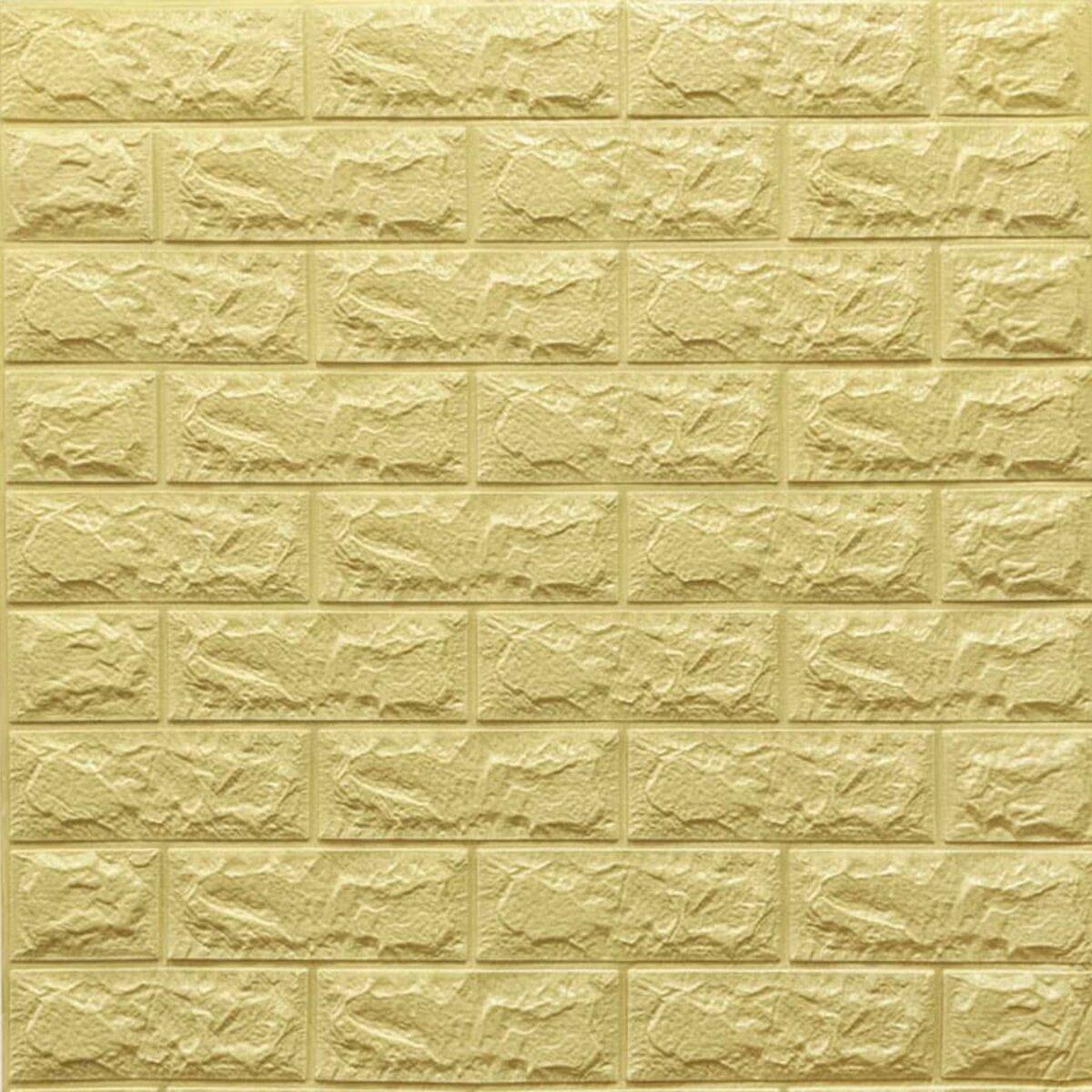 Моющиеся декоративные 3д панели для стен Кирпич 700х770х7мм Самоклеящиеся ПВХ 3 D панели цвет Желто-песочный - фото 1 - id-p2133628962