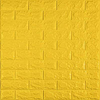 Декоративні 3д панелі для стін що миються Цегла 700х770х7мм Самоклеючі ПВХ 3 D панелі колір Жовтий