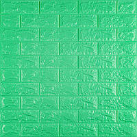 Моющиеся декоративные 3д панели для стен Кирпич 700х770х7мм Самоклеящиеся ПВХ 3 D панели цвет Мятный