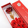 Набір подарунковий Троянди з мила 6шт + ведмедик, "Квітковий подарунок" / Мильні троянди / Рози із мила / Подарунок коханій, фото 3