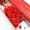 Набір подарунковий Троянди з мила 6шт + ведмедик, "Квітковий подарунок" / Мильні троянди / Рози із мила / Подарунок коханій, фото 9