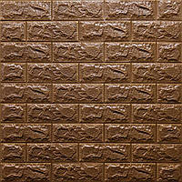 Декоративні 3д панелі для стін що миються Цегла 700х770х7мм Самоклеючі ПВХ 3 D панелі колір Коричневий