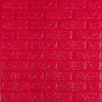 Декоративні 3д панелі для стін що миються Цегла 700х770х7мм Самоклеючі ПВХ 3 D панелі колір Червоний