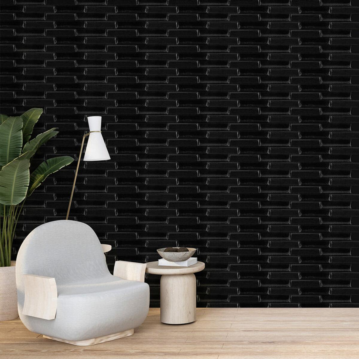 Моющиеся декоративные 3д панели для стен кладка черная 700х770х7мм Самоклеящиеся ПВХ 3 D панели - фото 5 - id-p2133628981