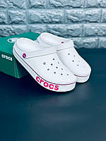 Женские кроксы Crocs шлёпанцы белого цвета