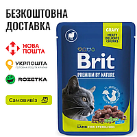 Влажный корм Brit Premium Cat pouch для стерилизованных кошек, ягнятина, 100 г