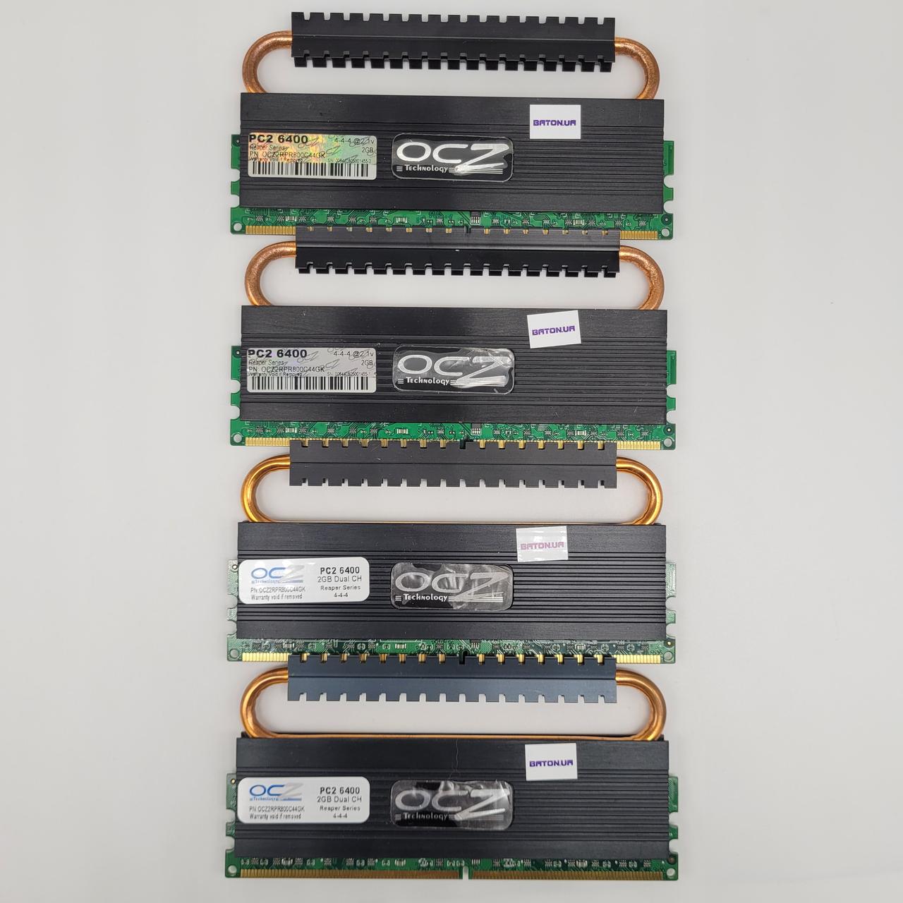 Комплект ігрової оперативної пам'яті OCZ Reaper DDR2 8 Gb (4*2Gb) 800MHz PC2 6400U CL4 (OCZ2RPR800C44GK) Б/В