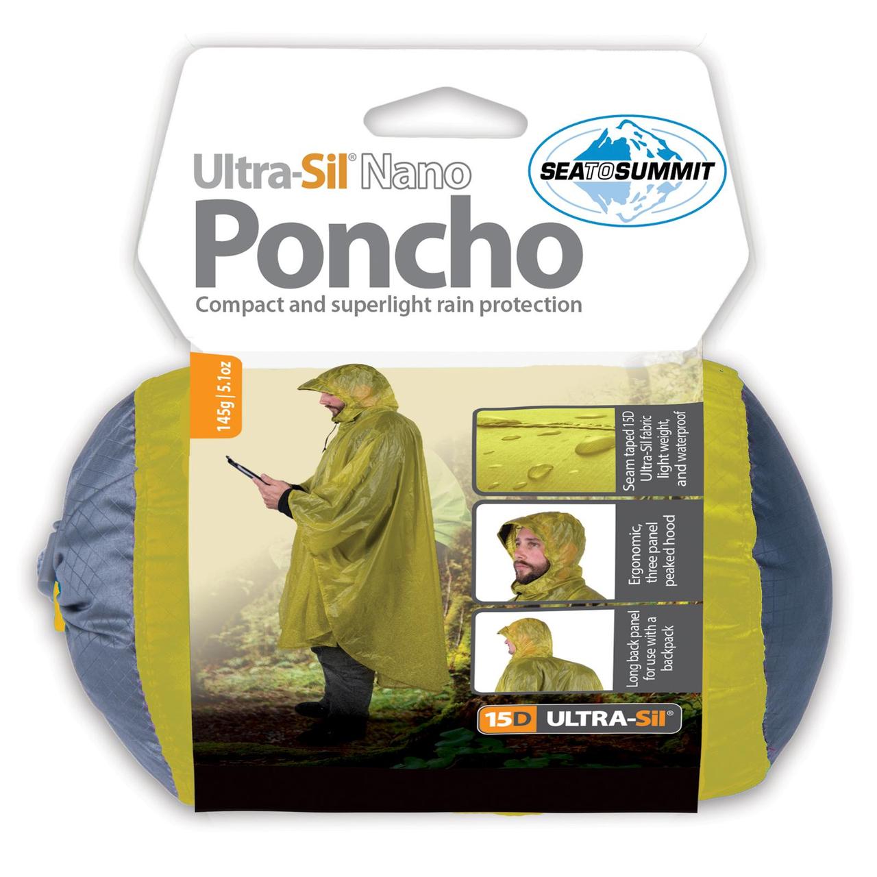 Дощовик-пончо Sea to Summit Poncho 15D, 140х118 см (Lime)