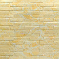 Моющиеся декоративные 3д панели для стен кладка желто-белая 700х770х7мм Самоклеящиеся ПВХ 3 D панели