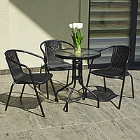 Набір садових меблів зі столом та трьома стільцями з ротанга 4Points Bari-3 на дачу для саду для кафе
