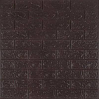 Моющиеся декоративные 3д панели для стен Кирпич 700х770х3мм Самоклеящиеся ПВХ 3 D панели цвет Чёрный шоколад