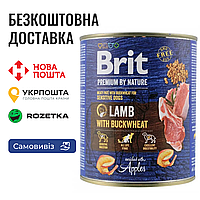 Влажный корм Brit Premium by Nature для собак, ягненок с гречкой, 800 г