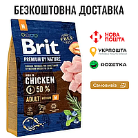 Сухой корм Brit Premium Dog Adult M для щенков и юниоров средних пород, с курицей, 3 кг