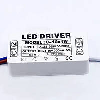 Блок питания (драйвер) для LED светильников DC24-42В, 300мА, 8-12Вт, AC85-265В