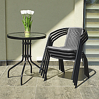 Комплект садових меблів з круглим столом та чотирма стільцями 4Points Bari-4 на дачу для саду для кафе тераси Сірий, фото 3