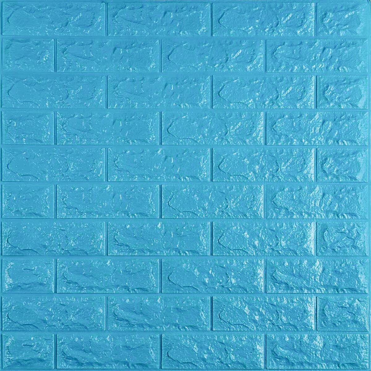 Моющиеся декоративные 3д панели для стен Кирпич 700х770х7мм Самоклеящиеся ПВХ 3 D панели цвет голубой - фото 1 - id-p2133629670