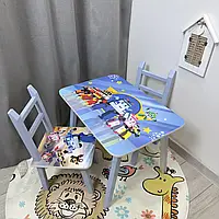 Детский столик и 2 стульчика для рисования столик для игор столик для занятий "Робокар" для мальчика