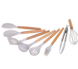 Силіконовий кухонний набір із підставкою на 12 предметів Kitchen Set, сірий, фото 5