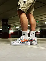 Мужские кроссовки Nike Air Force 1 Low Pauly x Vlone Pop, Найк Еір Форс Влон поп білі з оранжевим