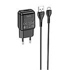 Адаптер мережевий Hoco Micro USB cable single port charger set C96A |1USB, 2.1A| чорний, фото 2