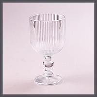 Бокал для вина фигурный прозрачный ребристый из толстого стекла набор 6 шт Прозрачный, 220.0, Стекло