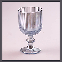 Бокал для вина фигурный прозрачный ребристый из толстого стекла набор 6 шт Голубой, 220.0, Стекло
