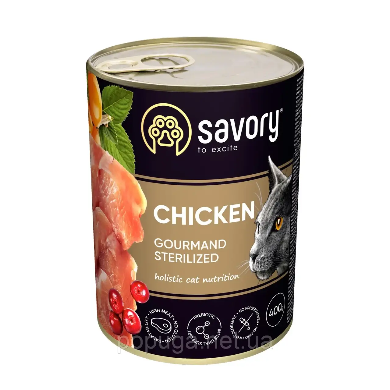 Вологий корм для стерилізованих котів Savory 400 г (курка)