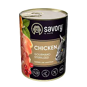 Вологий корм для стерилізованих котів Savory 400 г (курка)