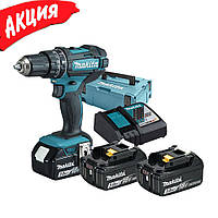 Дрель-шуруповерт Makita DHP482RF3J аккумуляторный ударный ручной для дома в кейсе c 2 аккумуляторами lmn