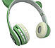 Дитячі бездротові навушники LED з котячими вушками Wireless headSet Cat ear VIV-23M Зелені, фото 3