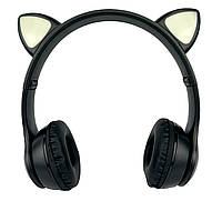 Детские Беспроводные LED наушники с кошачьими ушками Wireless headSet Cat ear VIV-23M Черные