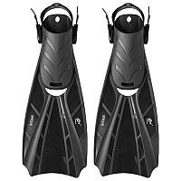 Ласты для плавания с открытой пяткой регулируемые Dolvor F123 размер 40-44 черный