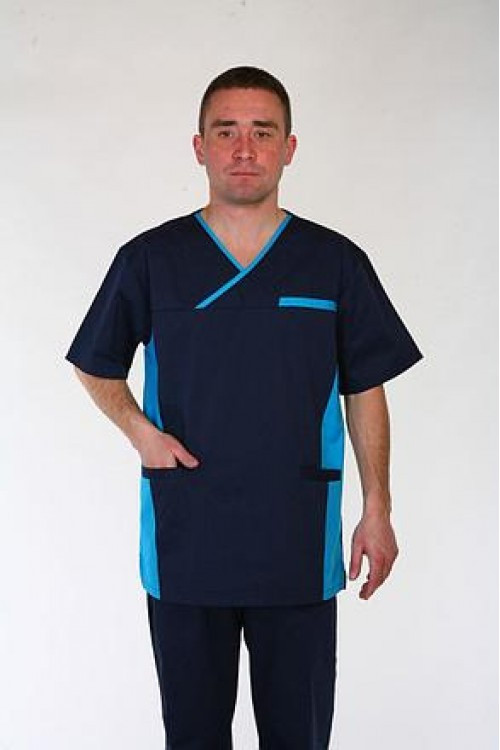 Хирургический медицинский мужской костюм для врача темно-синий с карманами 44-46 - фото 1 - id-p2133748573