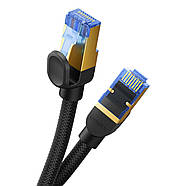 Мережевий інтернет кабель патч-корд BASEUS Cat7 High Speed 10Gigabit Ethernet Braided Cable 20m (чорний), фото 3